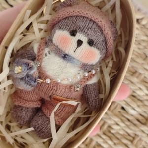 Bambole Lavorate a Mano, Orsacchiotto in Maglia, Giocattoli Artigianali da Regalo con Imbottitura in Cotone PP, Ornamento Pendente Cartone Animato Carino, Regalo 9cm - Product Image 5
