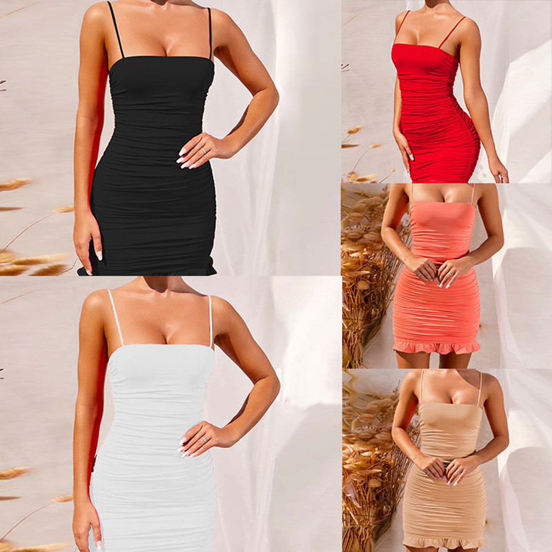 Various solid colors elegant casual mini pleated dresses