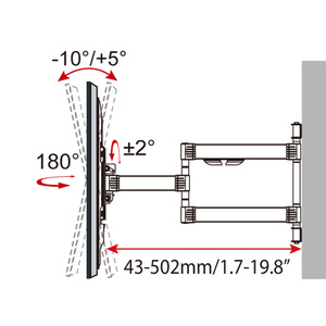 Supporto <span class=keywords><strong>TV</strong></span> a Parete V-mount in Acciaio, Completamente Articolato, Regolabile Manualmente, Girevole, Compatibile con Schermi <span class=keywords><strong>TV</strong></span> da 32-70 Pollici, Capacità di Carico 35kg/77lbs - Product Image 6