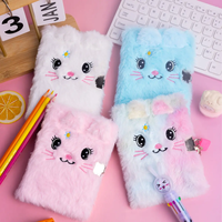 Carnet de notes mignon et kawaii pour filles, cadeau pour enfants, carnet de notes en peluche douce et moelleuse avec des animaux de dessin animé