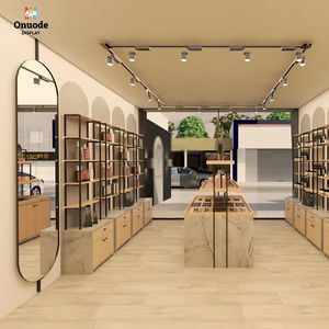Présentoir à parfums en bois écologique |   Table de maquillage personnalisée et durable |   Mobilier de magasin de cosmétiques vert pour la vente au détail moderne - Product Image 1