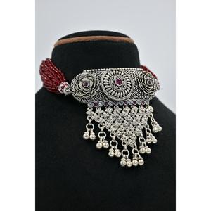 Collar Gargantilla Étnico Vintage de Plata 925 con Diseño de Flor, Cristal y Diamantes de Imitación, Joyería de Regalo para Mujer, Estilo Cadena con Cuentas - Product Image 4
