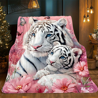 Selimut Flanel Harimau Putih Laris Manis, Selimut Lembut Hangat untuk Sofa, Tempat Tidur, dan Tidur Siang