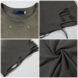 TKAN481 Oem Custom Distressed Streetwear Style Loose O-Neck Oversized Acid Washed Vintage 100% Cotton <b>Man</b> <b>Long</b> <b>Sleeve</b> <b>T</b> <b>Shirt</b> - Product Image 3