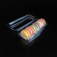 6 pièces boîtes d'emballage de Macaron jetables clair PET blister à clapet pour affichage de nourriture pour gâteau bonbons biscuit affichage boîte en plastique