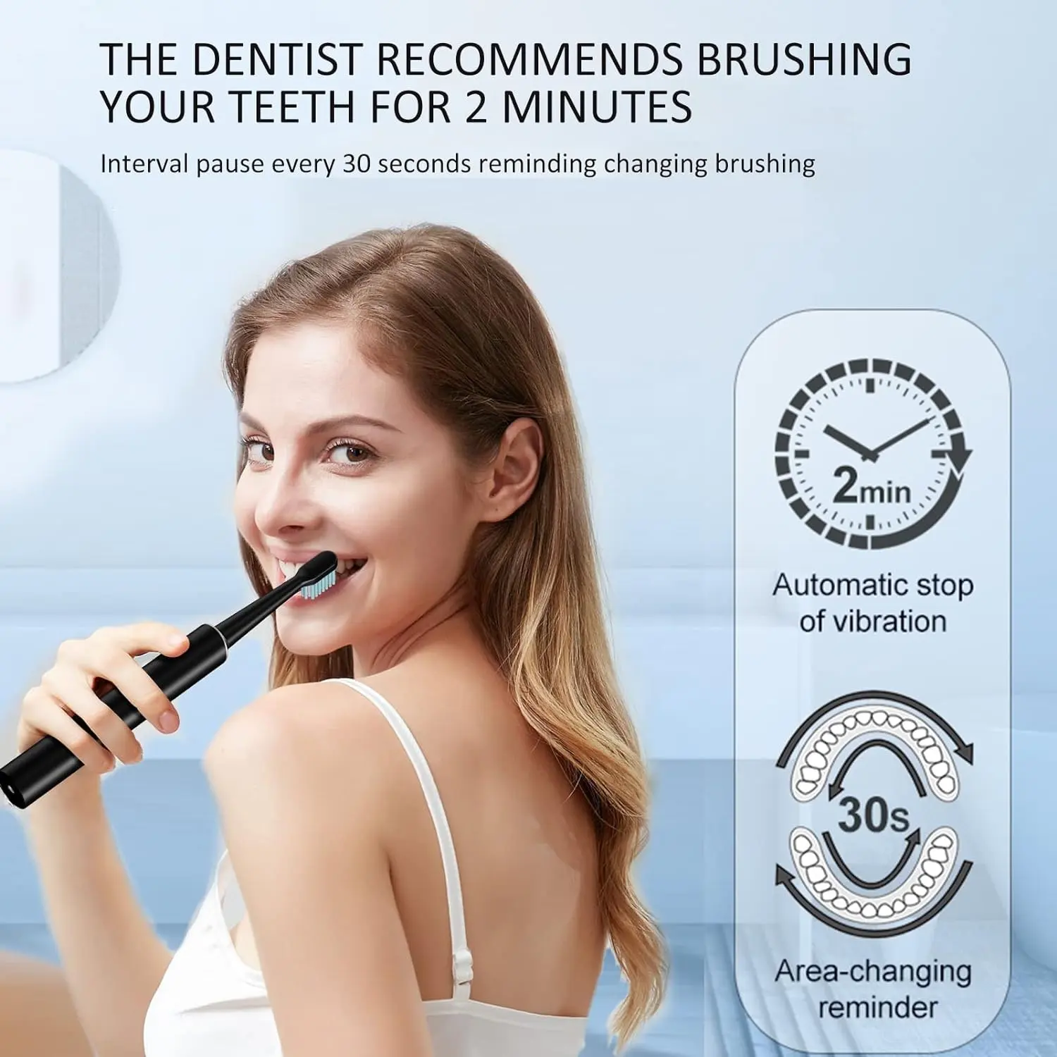 Sonic Electric Toothbrushes for Adults  Rechargeable Electric Toothbrush with Smart Timer  3 Modes  IPX7 Waterproof