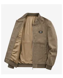Wholesale Custom Cargo Jacket Coat Autumn, Winter Men Jacket Men&#39;s Baseball Casual Stand 100% Polyester Corduroy Fabric