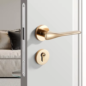 Ensemble de poignées de porte d'entrée double à levier intérieur, design de luxe, or et noir - Product Image 5