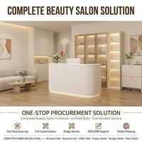 Ensemble de mobilier de salon de beauté intelligent à lattes avec haut-parleur à chargement sans fil 15W, en contreplaqué E0, entièrement assemblé, solution tout-en-un pour salon