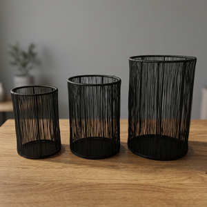 Sonnet Decor Handmade Retro Style Votive Candle Holder Weaved Iron <b>Wire</b> Black/Gold Powder Coating Digital Printing for Christmas - Product Image 3