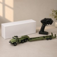 Camion télécommandé en métal, échelle 1/16, tracteur 6x6 avec remorque surbaissée, véhicule semi-remorque 2.4G pour route avec chargeur, cadeau pour enfants