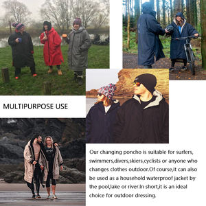 Vestes de natation unisexes imperméables à manches longues pour jeunes, poncho à langer de surf doublé de molleton - Product Image 4