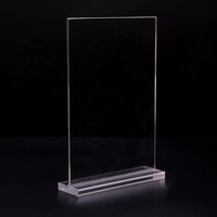 Présentoir de table en plastique double face en forme de T, à chargement par le bas, pour cadres photo A4 A5 A6, étanche et écologique