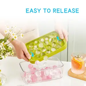 Summer Kitchen Fridge Freeze Tools Silicone Small Circle Ice Cube Molds With Lid