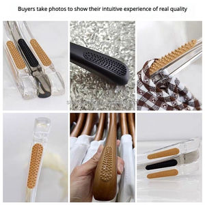 Gantungan baju anti Slip, 100 buah pegangan gantungan pakaian anti selip perekat untuk kayu plastik gantungan lemari untuk penggunaan rumah toko - Product Image 5