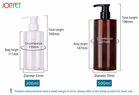 Bouteille Pompe PET 300ml 500ml Prête à l'Expédition en Ambre Transparent ou Finition Givrée avec Pompe à Lotion Blanche ou Noire pour Shampoing et Gel Douche
