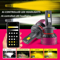 Faros LED de 140W y 14000lm, H4 H11 H1 H7 Led 9005 9006 9004 9007, Luces LED para Auto, Bombilla LED para Faros Delanteros con Control por Aplicación