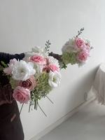 Bouquet de mariée en soie artificielle rose et violette, style coréen réaliste et romantique, fleurs artificielles pour mariage, décoration de la maison et du bureau, vente en gros