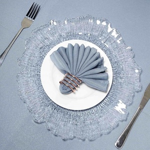 Comprar a granel Plato de cena de plástico transparente Decoración para fiesta de boda Desechable debajo de los platos Platos de cargador de plástico