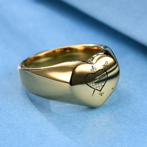 Heart-Shaped <b>Ring</b> 12mm Stainless Steel Gold Women's Fashion Jewelry Gift - Product Image 3