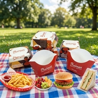 Boîtes à poulet pour plats chauds à emporter, combo fast-food, emballage carton pour frites, emballage personnalisé avec pelliculage mat, sushi