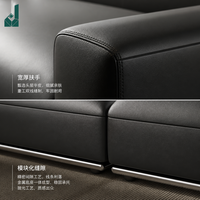 Ensemble de canapés de bureau exécutif en cuir noir, style moderne et minimaliste, canapé modulaire de luxe, écologique, durable, haute densité