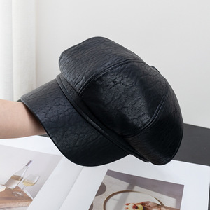 Personalisierte Newsboy-Kappe aus Kunstleder, 8-Panel Bakerboy, Cabbie, Beret, Fiddler, Captain, Sailor Mütze für Damen - Product Image 3