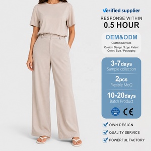 <span class=keywords><strong>Pantalones</strong></span> de Traje Elegantes de Pierna Ancha Color Taupe para Mujer, <span class=keywords><strong>Pantalones</strong></span> de Oficina de Cintura Alta, <span class=keywords><strong>Pantalones</strong></span> Drapeados Chic, Pantalon Tailleur Femme - Product Image 2