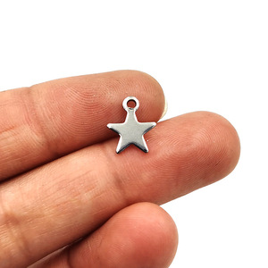 Pendentif étoile en acier inoxydable, or et argent, breloque à cinq branches, accessoire de bijouterie pour collier DIY H1097 - Product Image 2