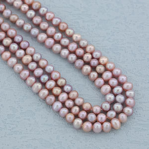 6-7mm AAAAグレードナチュラルホワイトピンクパープル生水パールビーズルーズポテトスタイルジュエリー作りネックレスブレスレット - Product Image 4