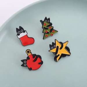 เข็มกลัดแฟชั่นลายนางฟ้าประดับหมุดสีดำสำหรับกอดต้นคริสต์มาสเข็มกลัดรูปดาว - Product Image 3