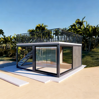 Villa de vacances modulaire en acier de luxe à faible coût, personnalisable, préfabriquée, détachable, maison-conteneur avec terrasse pour hôtel, appartement