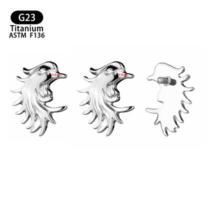 Boucles d'oreilles Phoenix en titane G23 F136 7,4 mm x 9,2 mm avec incrustation de zircon pour piercing de l'os de l'oreille - Product Image 5