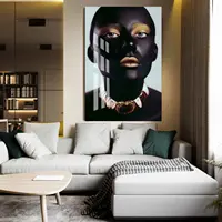 Picture Luxury Print Artwork Decorative Wall Picture For Hotel Home Black Women Tempered Glass Paintings