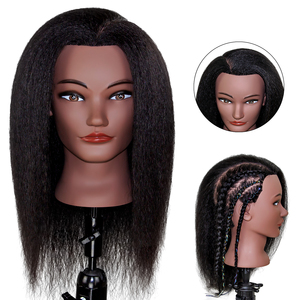 Vero americano africano femminile manichino Remy parrucchiere manichino per la formazione di salone di cosmetologia testa manichino con <span class=keywords><strong>capelli</strong></span> di alta qualità - Product Image 1