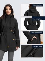 Veste de pluie imperméable pour femme SaphiRose, importée, doublure en polaire, capuche, longue, chaude, veste softshell d'extérieur, polyester/élasthanne