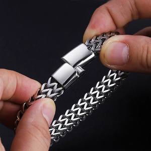 Vente en gros Style Punk Double Rangées Chunky Chaîne Bracelet Maille En Acier Inoxydable Fermoir Magnétique <span class=keywords><strong>Gourmette</strong></span> Bracelet Pour Hommes - Product Image 4