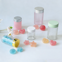 Bouteille en plastique givrée bleue à large ouverture de 100 ml, 150 ml, 300 ml pour compléments alimentaires, vitamines, gommes, capsules et pilules