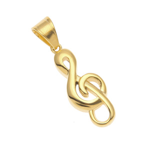 Collier pour homme en acier inoxydable plaqué or avec pendentif note de musique, style couple, chaîne de clavicule personnalisée - Product Image 4