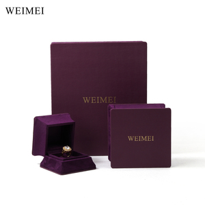 Welmel tùy chỉnh sang trọng màu tím da bông tai vòng cổ vòng đeo tay thiết lập bao bì hộp đồ trang sức Nhung hộp đồ trang sức - Product Image 2