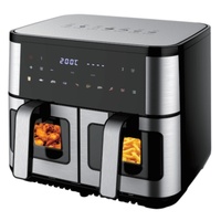 Freidora de Aire Saludable sin Aceite de 10L con Doble Cajón Grande, 2200W, Pantalla Táctil LCD 60-200 ° Freidora de Aire Digital de Doble Zona C
