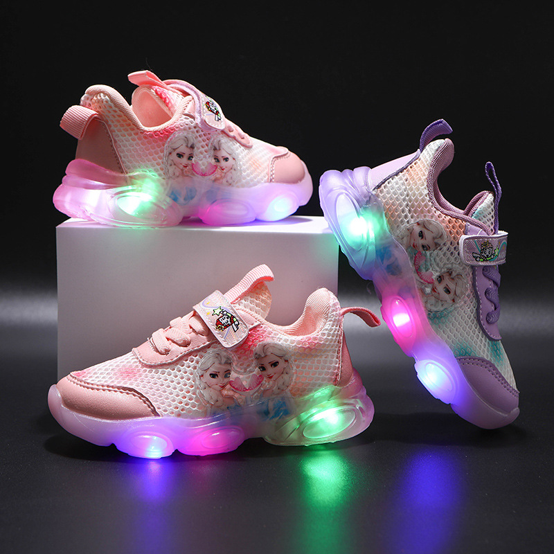 Princess Cartoon Print Children's Casual Walking Style Shoes Breathable Mesh Shoes