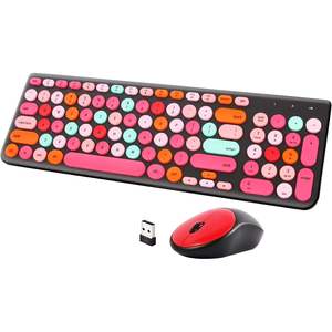 GUKJOB – Combo clavier et souris sans fil, 2.4GHz, USB, style machine à écrire rétro, pour ordinateur portable, portable, anglais, 1 piles AA - Product Image 1