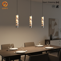 Lustre suspendu en marbre alabaste intelligent à gradation lumineuse Japandi, style Wabi Sabi, CCT, luminaire linéaire suspendu pour chambre à coucher, îlot de cuisine