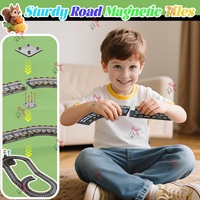Nouveaux produits 2025 Jouets de train à assembler soi-même Jeux de puzzle de jardin Rail flexible Voiture 153 pièces Tuiles magnétiques Ensemble de route pour enfants