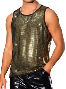 เสื้อกล้ามปักเลื่อมคริสต์มาสแบบรักษ์โลก คอกลม ยี่ห้อ Lars <span class=keywords><strong>Amadeus</strong></span> สำหรับผู้ชาย เหมาะสำหรับงานปาร์ตี้กลางคืน ผ้าเมทัลลิก แขนกุด ผลิตจากโพลีเอสเตอร์ 100% - Product Image 1