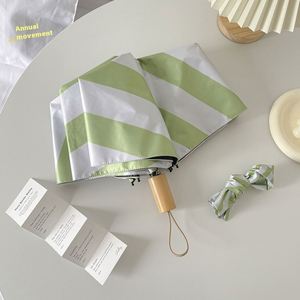 Parapluie pliant automatique INS pour couple, rayé, anti-UV, avec revêtement noir épaissi, droit, pour adultes, voyage - Product Image 6