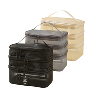Sac de maquillage en maille à 3 couches HANFEIZI pour l'été, sac de rangement pour cosmétiques et articles de toilette pour la piscine