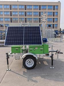 2*445W Mobile Solar Light Tower CCTV <b>Camera</b> Surveillance Tower with Mobile Trailer Hot Galvanising Mast - Product Image 4
