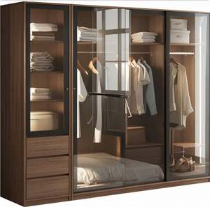 Armario de Madera Personalizado con Puerta de Vidrio de Nuevo Diseño, Armario para Ropa de Dormitorio - Product Image 3